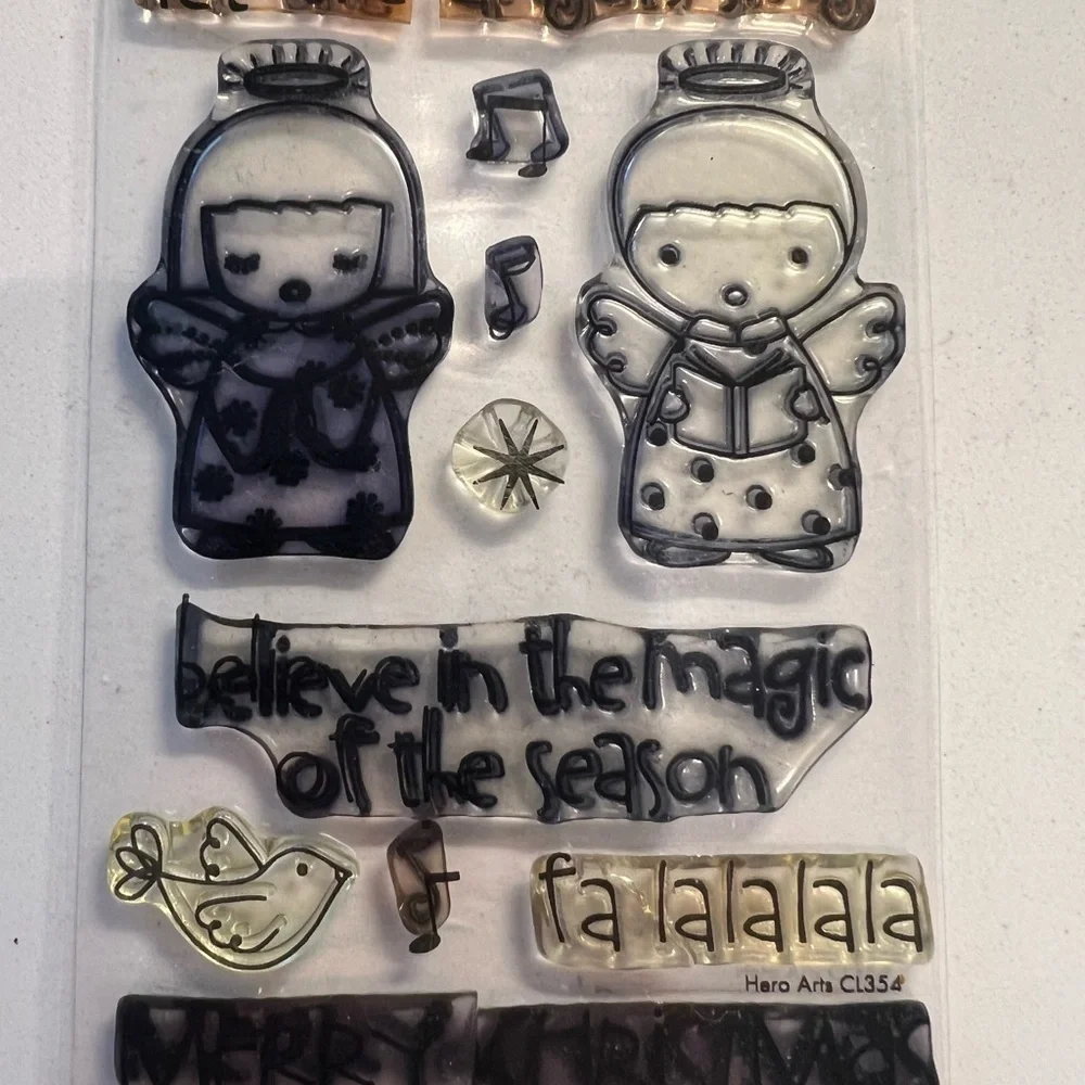 Hero Arts Set of 4 Christmas Holiday Clear Stamp Sets Angels Snowman Owls